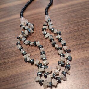 Pink Quartz Obsidian Necklace and Earrings